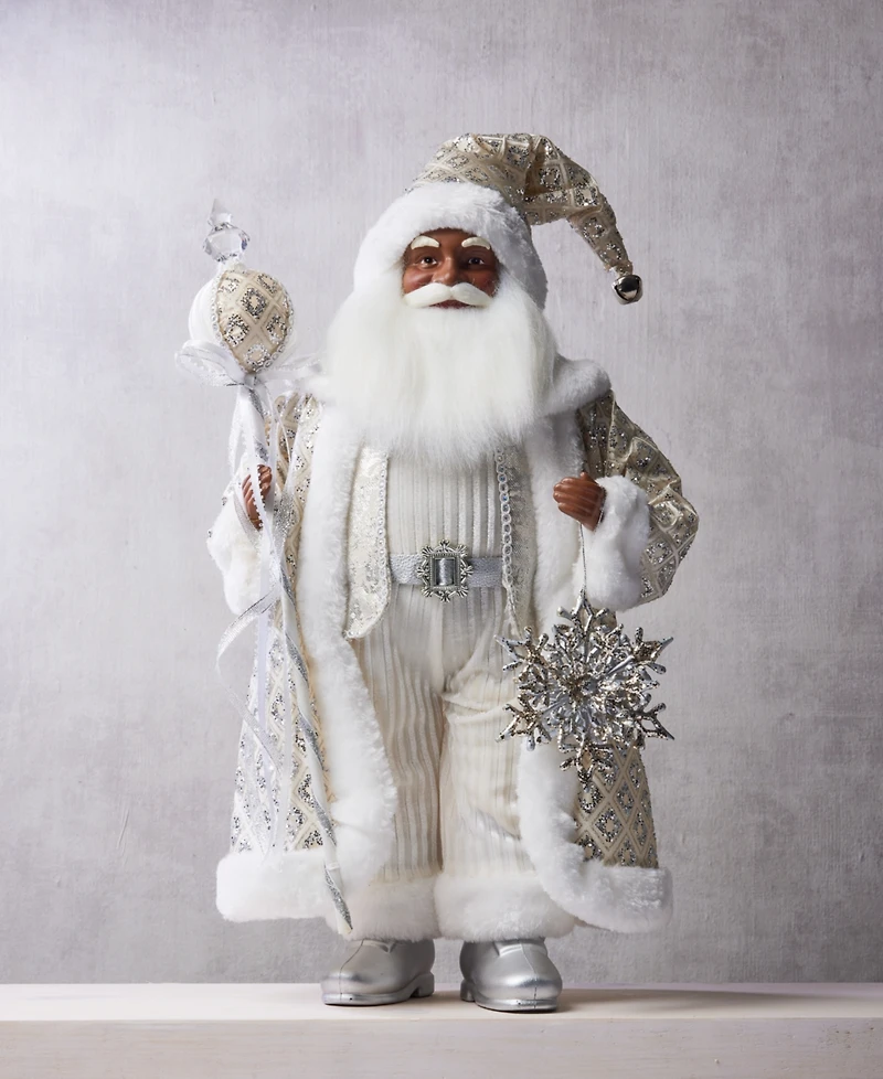 Holiday Lane Opulence African American Standing Santa with Staff and Snowflake, Macy's Exclusive