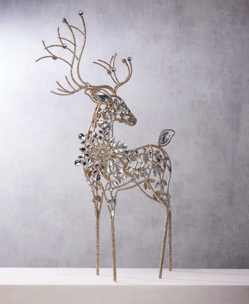 Holiday Lane Opulence Iron and Gem Deer Figurine, Macy's Exclusive