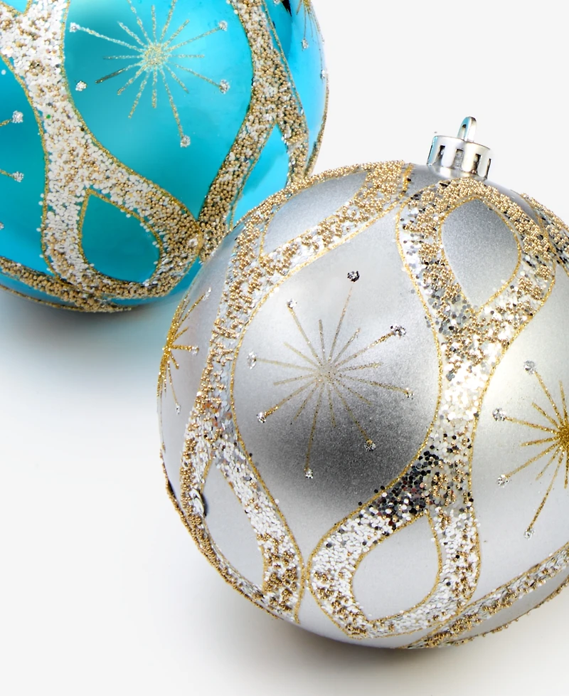 Holiday Lane Opulence Shatterproof Blue & White Ball Ornaments, Set of 3, Macy's Exclusive