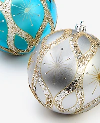 Holiday Lane Opulence Shatterproof Blue & White Ball Ornaments, Set of 3, Macy's Exclusive