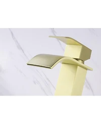 Midola Waterfall Spout Bathroom Sink Single Handle Faucet with Pop-Up Drain (with Overflow) for Bathroom