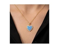 Rachel Glauber 14K Gold Plated Sparkling Heart Opal and Cz Halo Necklace