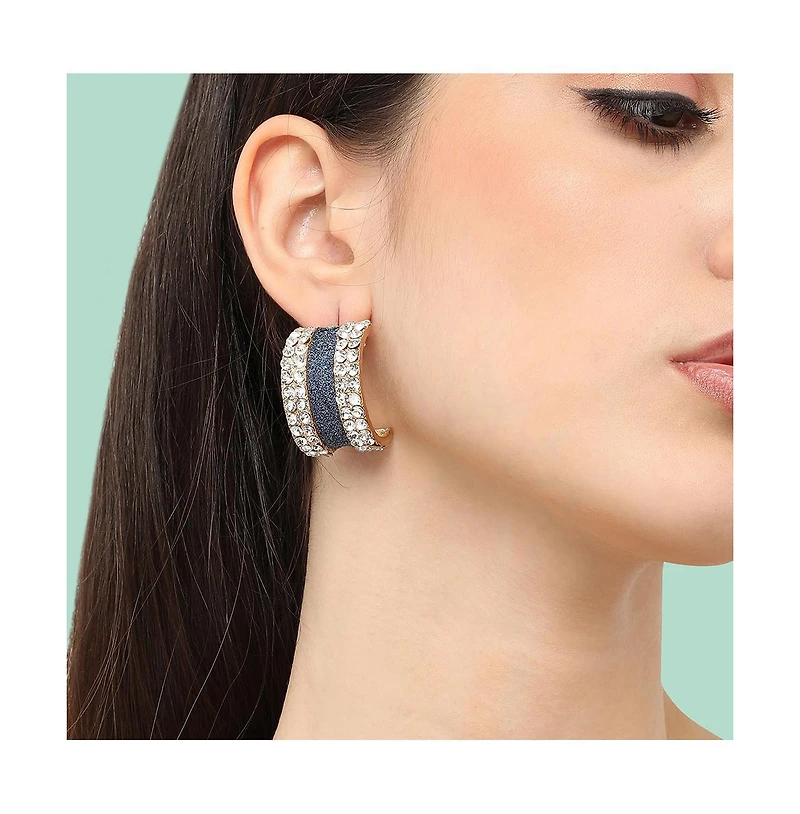 Sohi Women's Embellished Racetrack Hoop Earrings