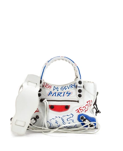 Pre-Owned Balenciaga Mini City Graffiti Classic Studs Bag Leather