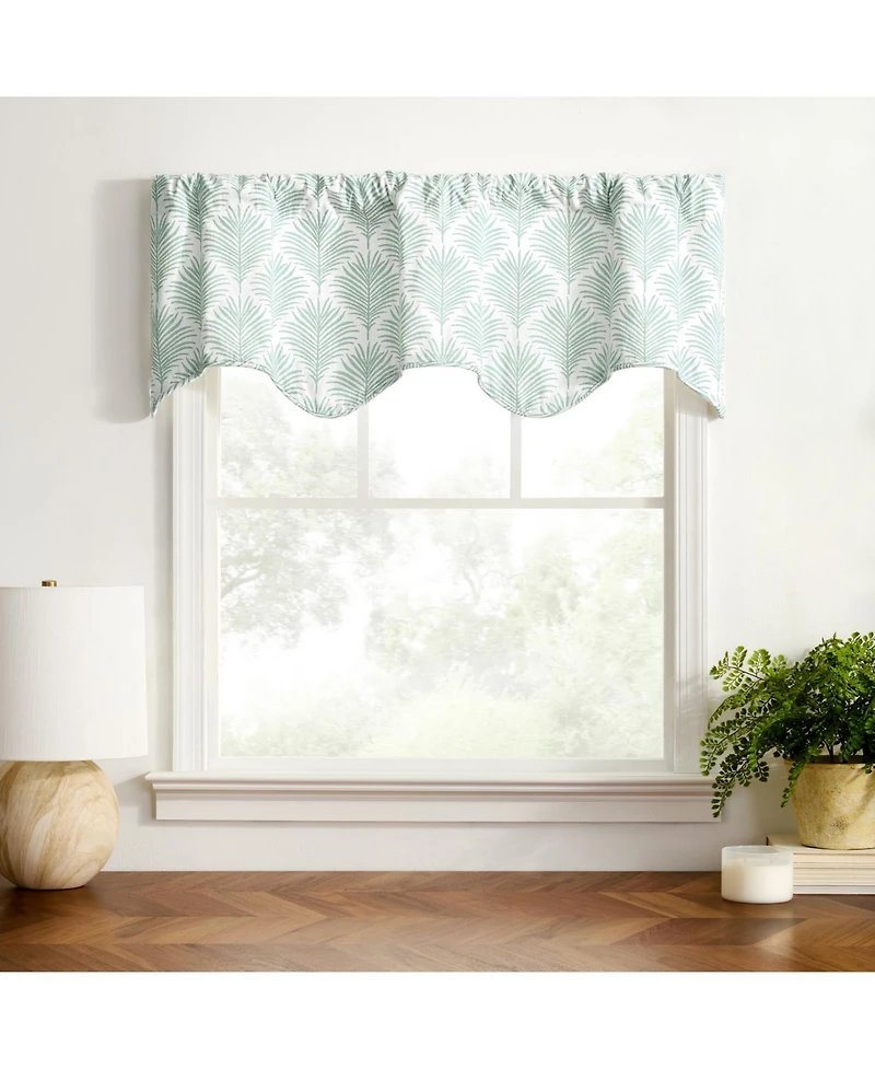 Ellis Curtain Palmetto Cotton Scallop Poly-Cotton Lined Rod Pocket Valance