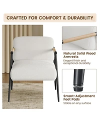 homfan Set of 2 Modern Accent Chairs – Cozy Reading Chairs with Soft Cushion, Wood Armrests and Metal Frame, Perfect for Bedroom or Living Room