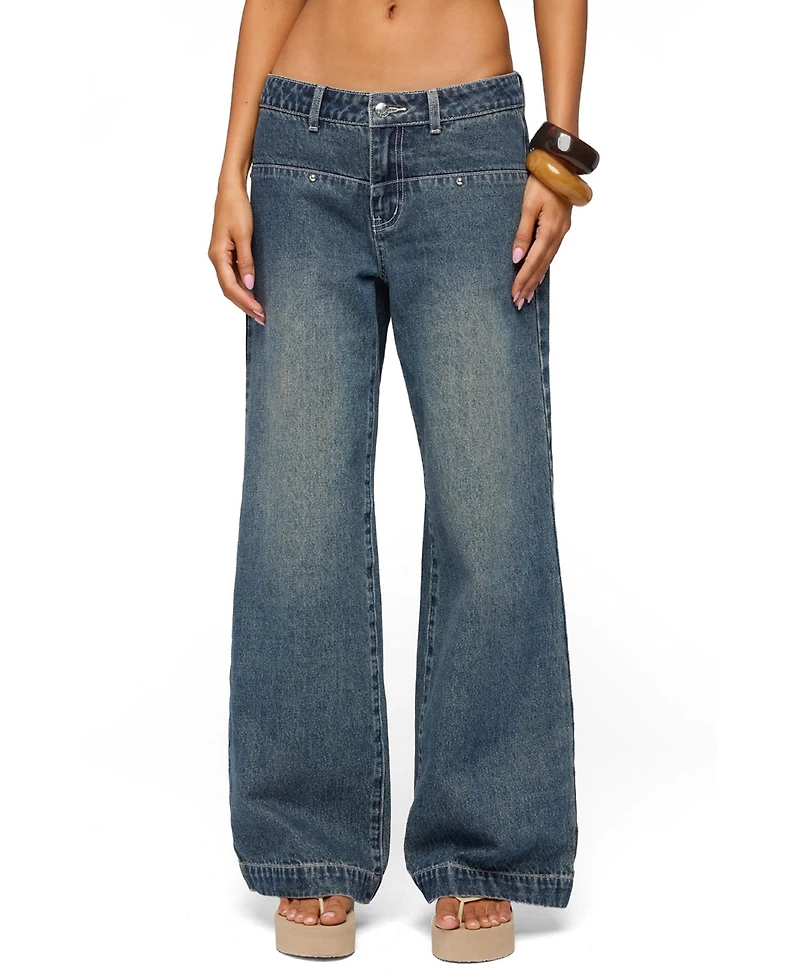 Edikted Women's Wyn Studded Low Rise Baggy Jeans