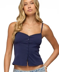 Edikted Women's Delia Sweetheart Button Up Tank Top