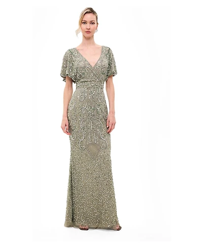 Beauut Women's Embellished Sequins Fitted Maxi Gown