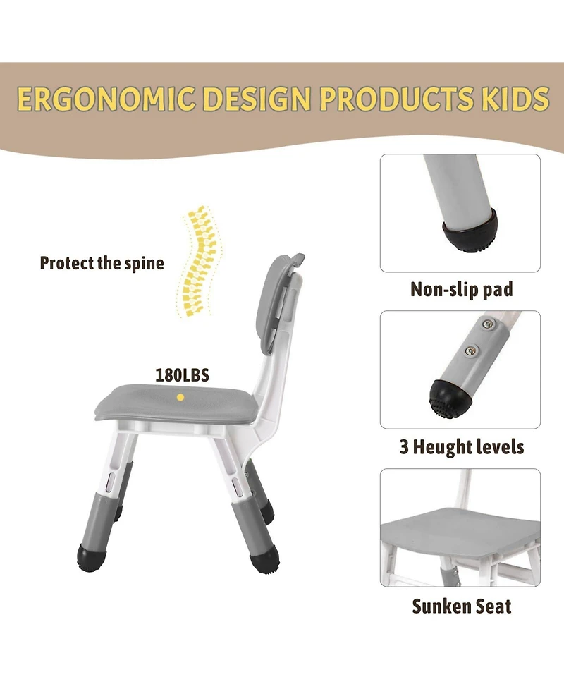 gaomon Kids Table and 6 Chairs, Height Adjustable Multi-Activity Toddler Table with Graffiti Desktop and Non-Slip Legs for Ages 2-10
