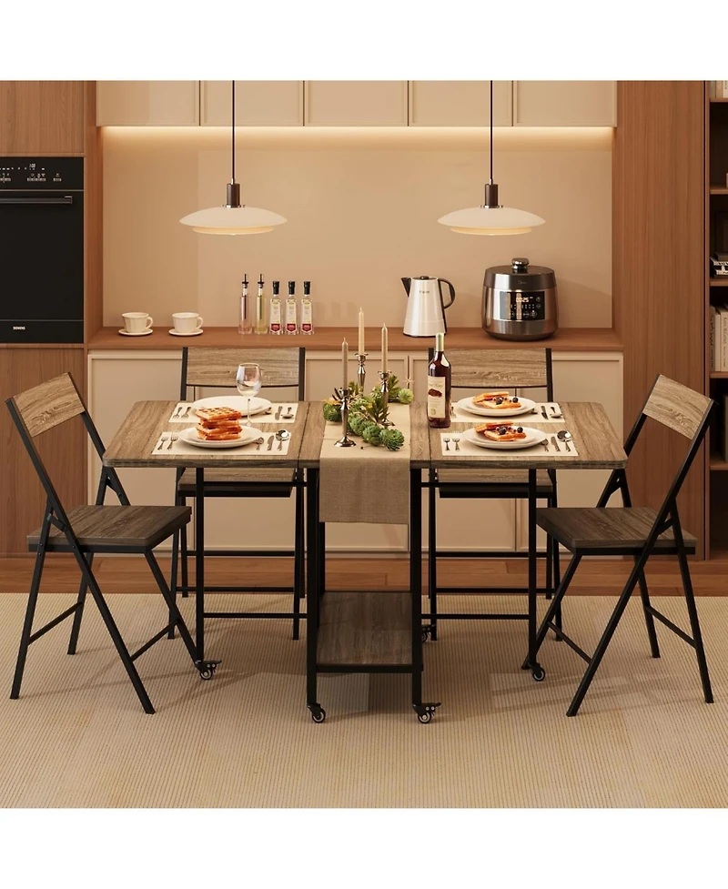 gaomon Folding Dining Table Set with 4 Folding Chairs for Small Space, Kitchen