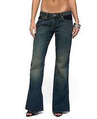 Edikted Women's Tatem Lacey Low Rise Flared Jeans