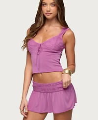 Edikted Women's Vessa Lacey Tie Front Top
