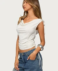 Edikted Women's Royan Cowl Neck Drawstring Top