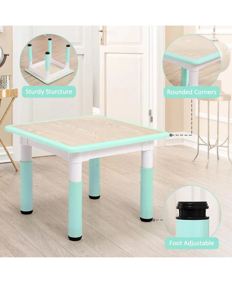 gaomon Height Adjustable Kids Table and 4 Chairs Set Toddler Activity Furniture for Ages 2-10