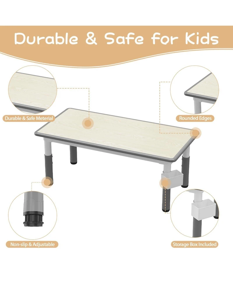 gaomon Kids Table and 4 Chairs Set, Height Adjustable Toddler Activity Table with Graffiti Desktop for Home, Daycare, Classroom