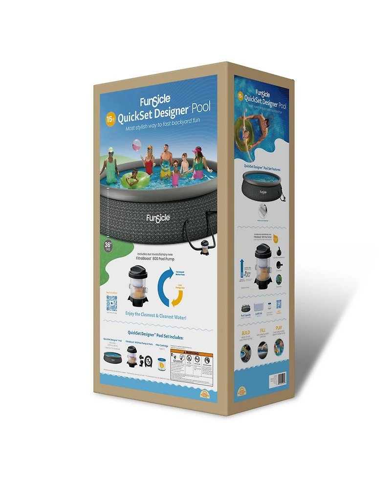 Funsicle QuickSet Inflatable Ring Top Outdoor Above Ground Pool with Pump