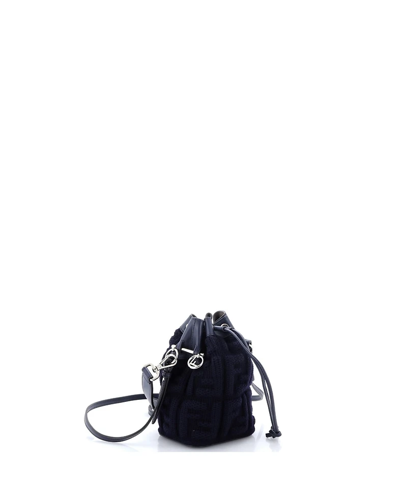 Pre-Owned Fendi Mini Mon Tresor Bucket Bag Zucca Knit with Leather