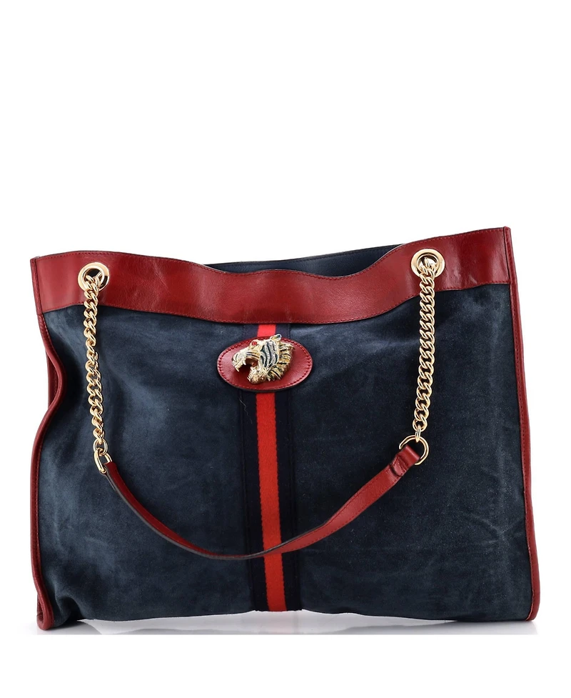 Pre-Owned Gucci Large Rajah Chain Tote Suede