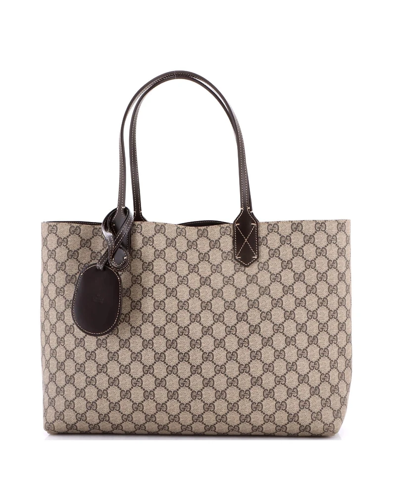 Pre-Owned Gucci Medium Reversible Tote Gg Coated Canvas with Leather
