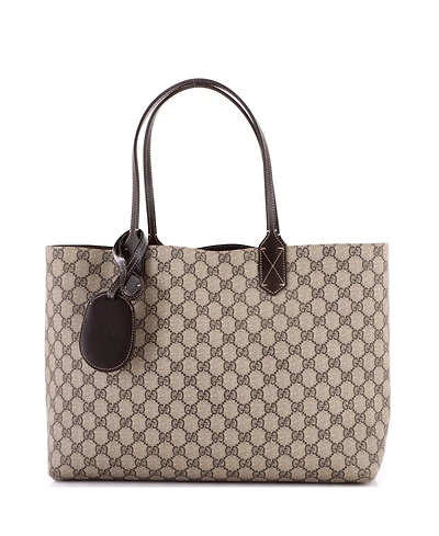Pre-Owned Gucci Medium Reversible Tote Gg Coated Canvas with Leather