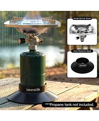 SereneLife Portable Propane Camping Stove - 10,000 Btu Single Burner Outdoor Stove for Backpacking and Camping Use