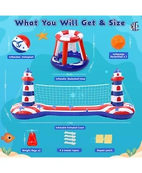 Gnuadz 2-in-1 Inflatable Pool Float Volleyball Basketball Water Games