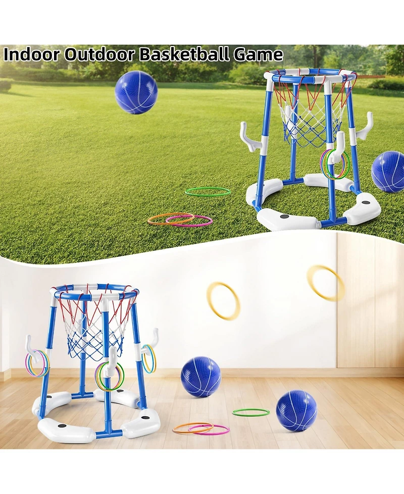 Gnuadz 2-in-1 Pool Basketball Hoop Floating Game Set