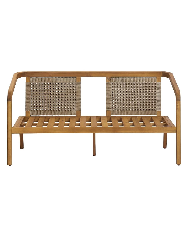 Asagikoiai 4-Piece Outdoor Acacia Wood Conversation Set, Pe Wicker Loveseat and Club Chairs