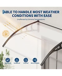 homfan 40x40 inch Polycarbonate Door/Window Awning with Abs Bracket, Uv and Weather Protection - Clear