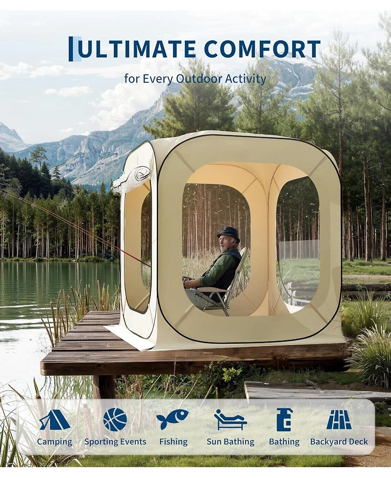 gaomon 6x6 Ft Outdoor All Weather Pop Up Tent, 2-3 Person Instant Tent Shelter, Rainproof Camping Sun Shelter Coldproof and Windproof for Patio