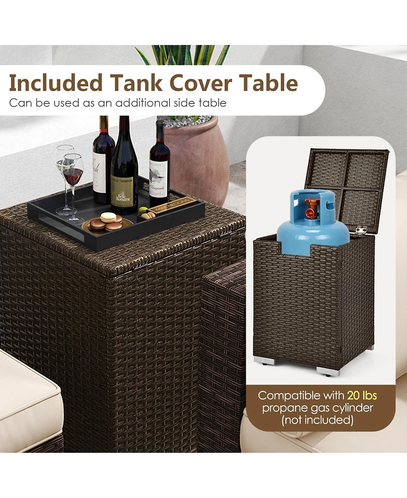 Sugift 7-Piece Outdoor Sectional Set with 40000 Btu Fire Pit Table