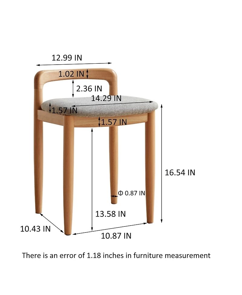 sumyeg Solid Beech Wood Makeup Stool Bench for Bedroom Dining Room or Entryway