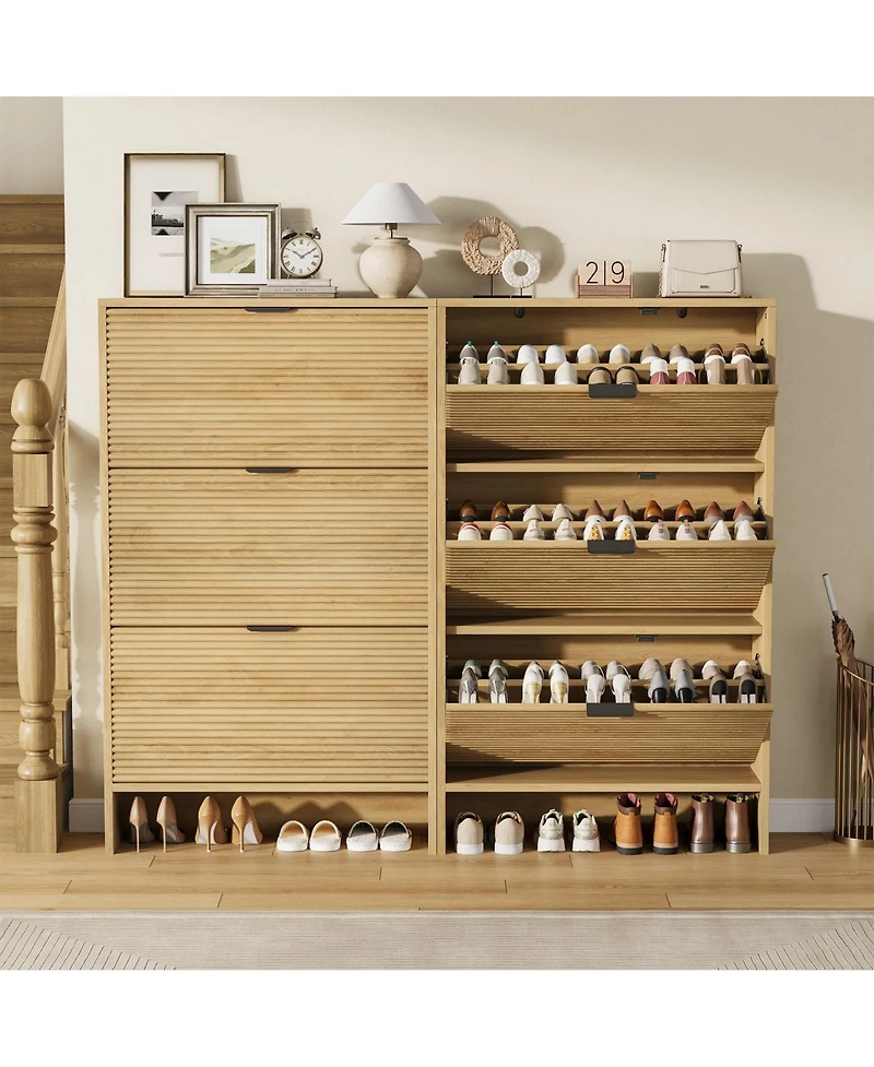 gaomon 3 Flip Freestanding Shoe Organizer Drawers Shoe Storage Cabinet Shoe Cabinet for Entryway