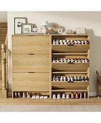 gaomon 3 Flip Freestanding Shoe Organizer Drawers Shoe Storage Cabinet Shoe Cabinet for Entryway