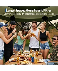 homfan 13 ft 6-Sided Pop-Up Gazebo, Outdoor Canopy with Mosquito Netting and Removable Wind Cloths