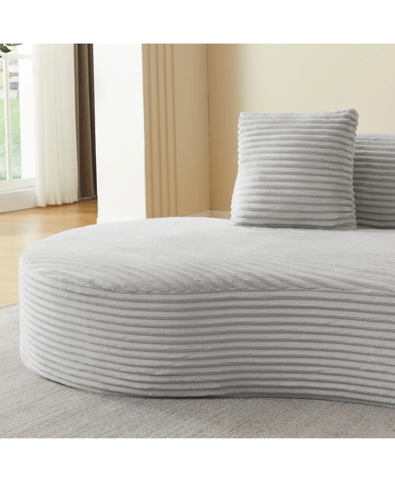 Sailvan Corduroy Compressed Upholstered Curved Sectional Sofa with Scatter Cushions-No assembly