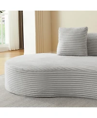 Sailvan Corduroy Compressed Upholstered Curved Sectional Sofa with Scatter Cushions-No assembly