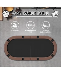 homfan 71" Collapsible Oval Poker Table for 8 Casino-Style Game with Padded Rails and Cup Holders, Folding Legs Texas Holdem or Blackjack