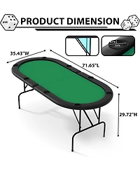 homfan 71" Collapsible Oval Poker Table for 8 Casino-Style Game Table with Padded Rails and Cup Holders, Folding Legs for Texas Holdem or Blackjack