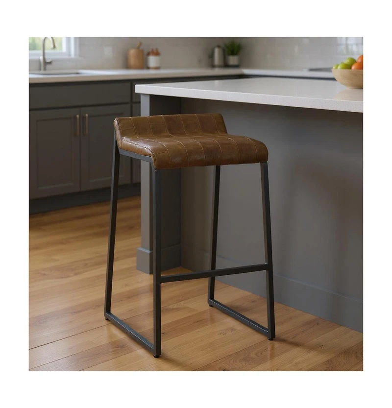 HomeRoots 27 " Iron Backless Counter Height Bar Chair