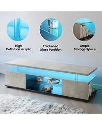 Rainsken Tv Entertainment Center Led Tv Stand, Modern Tv Stand with Storage, Center Media Storage Console Table, for Living Room, Bedroom