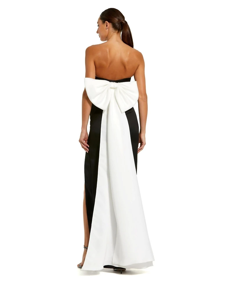 Mac Duggal Women's Satin Strapless Bustier Gown With Oversized Bow