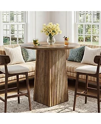 Tribesigns 31.5" Round Dining Table for 2, Wood Pedestal Kitchen Table for Dining Room, Living Room, Small Space