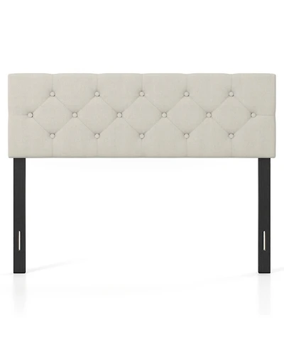 Slickblue Queen Upholstered Headboard with Tufted Linen Fabric