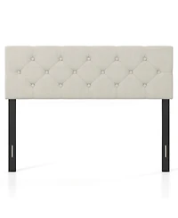 Slickblue Queen Upholstered Headboard with Tufted Linen Fabric