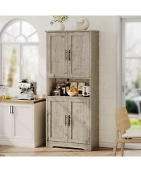 homfan 70" Tall Pantry Cabinet – Freestanding Kitchen Cupboard with Doors and Adjustable Shelves for Bathroom, Dining Room or Living Room