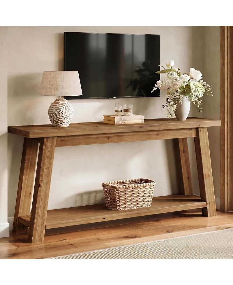 Tribesigns Wooden Tv Stand: For 65/70/75/80'' Tvs. Entertainment center with open storage shelves. Farmhouse TV console for living room,bedroom.