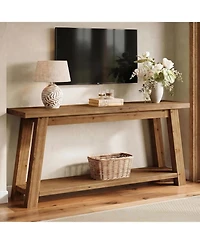Tribesigns Wooden Tv Stand: For 65/70/75/80'' Tvs. Entertainment center with open storage shelves. Farmhouse TV console for living room,bedroom.