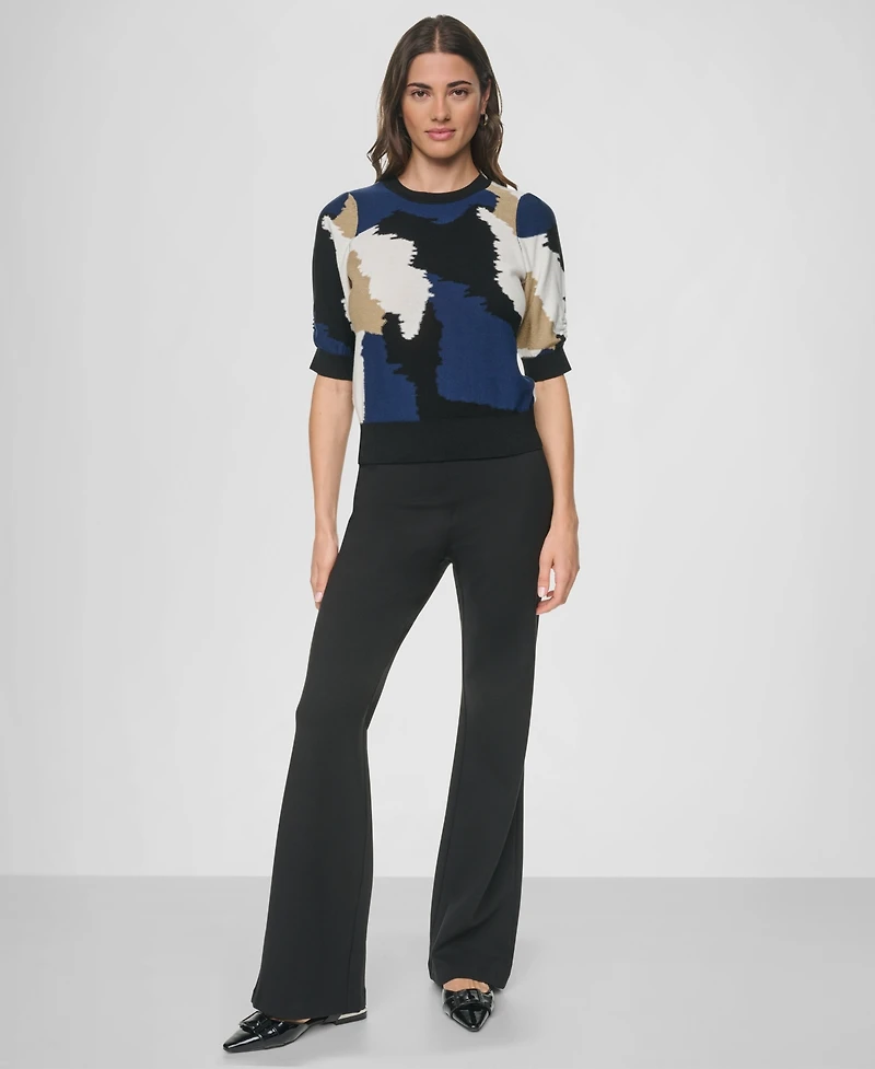 Dkny Women's Printed Puff-Sleeve Sweater